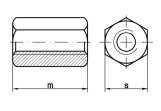 DIN 6334 Extension nut M12 - Steel zinc plated