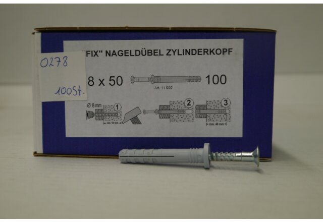 Hüfner "FIX" Nageldübel Zylinderkopf 8 x 50 -  100 Stück
