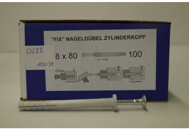 Hüfner "FIX" Nageldübel Zylinderkopf 8 x 80 -  100 Stück