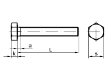 DIN 961 Sechskantschraube M8x1x80 Feingewinde annähernd bis Kopf - Stahl verzinkt