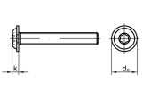 Linsenkopfschraube mit Flansch ISO 7380-2 M6 T30...