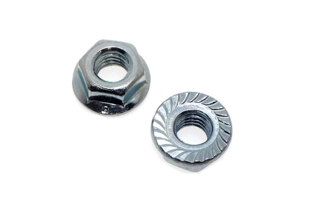 Hexagon nut with flange and locking teeth DIN 6923 M16 - Steel zinc plated - class 8