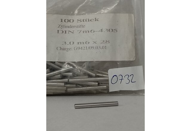 Zylinderstifte Form A, Toleranzfeld m6 DIN7 M3x28 - Edelstahl - 100 Stück